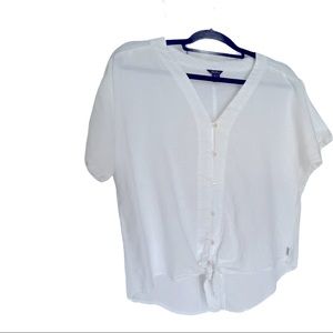 Eddie Bauer Beach Light Linen Tie-Front Top